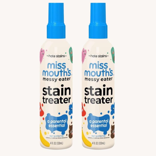 two bottles of mis mouth's stain remover