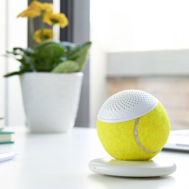 tennisball speaker on desk