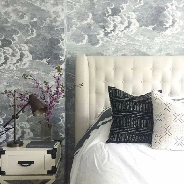 black and white themed bedroom