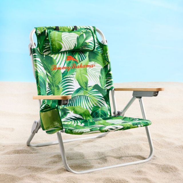 green palm printed beach chair