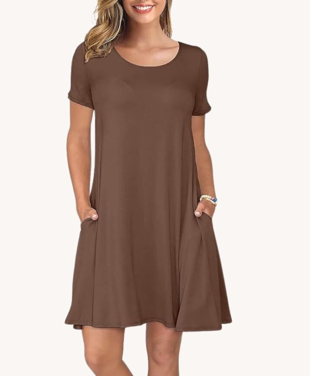 brown swing dress