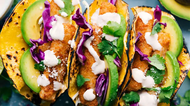 a picture of fish stick tacos, a good lazy dinner recipe