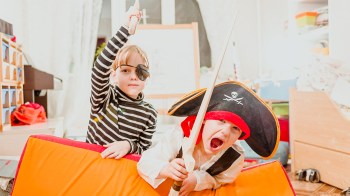 two kids playing pirates, one of the best pretend play ideas