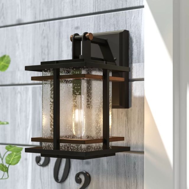 metal and glass outdoor sconce