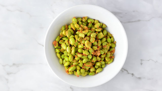 a picture of parmesan roasted edamame