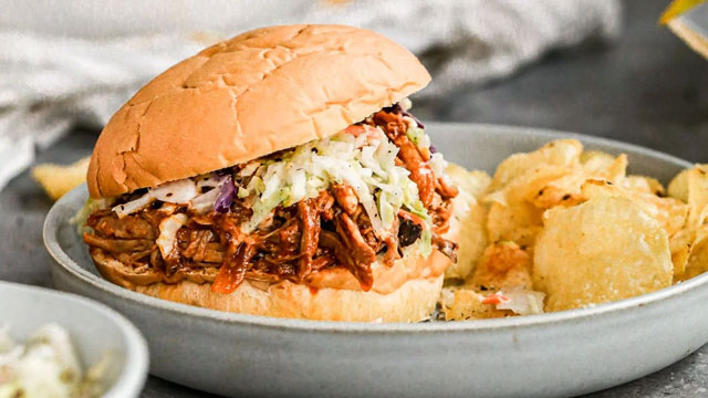 a picture of slow cooker pulled pork, a good recipe for people who hate cooking