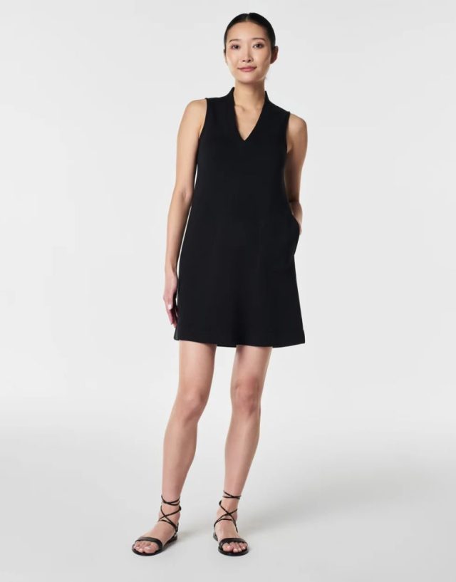 woman wearing black spanx dress