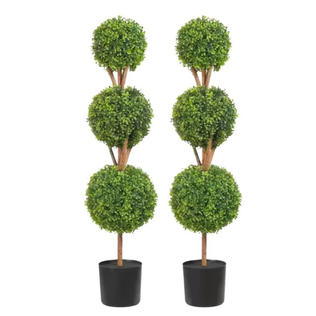 two artificial topiaries