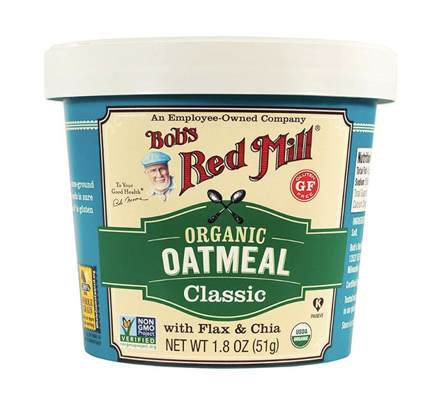 Bob's Red Mill Oatmeal Cups are one of the best options for breakfast on the go