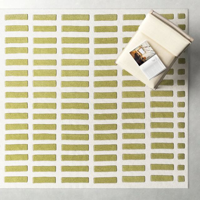 modern carpet in olive and cream tones