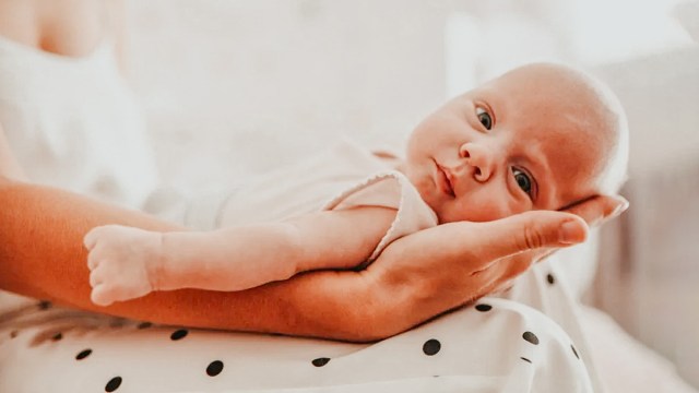 baby staring at camera while their sight undergoes sensory deveopment