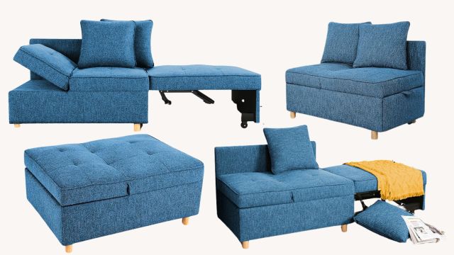 blue convertible chaise lounge