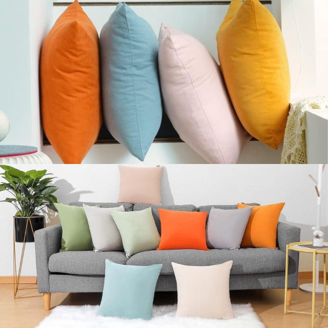 multicolored throw pillows