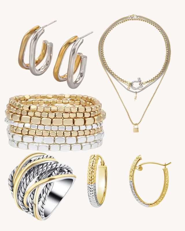 silver and gold jewelry