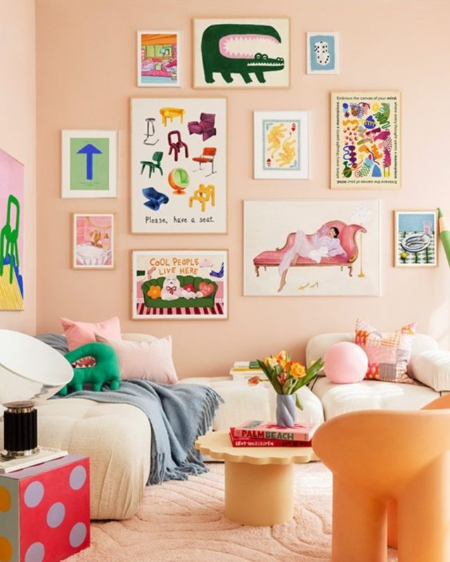 colorful gallery wall