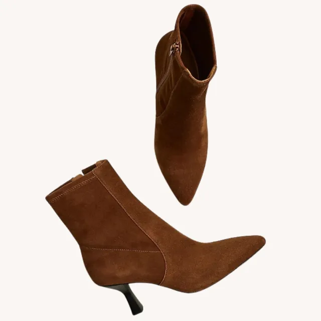 paid of brown suede booties