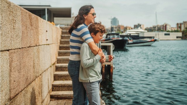 mom practicing her one-liners with son