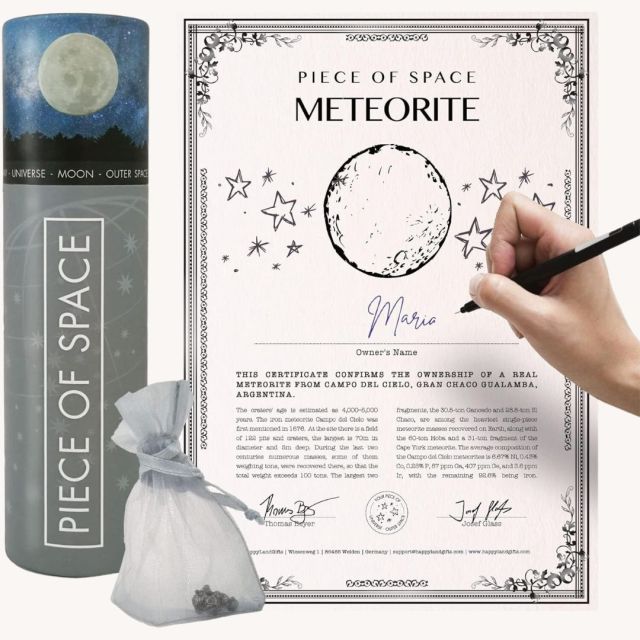 meteorite chunk with certificate and holder