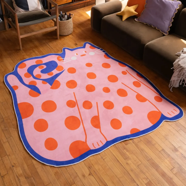 Kids' Rugs polka dot cat rug