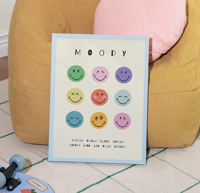 Moody poster by Smileyworld for Postery is a great print for wall art for kids
