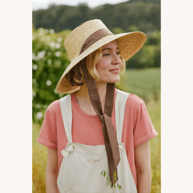 Mother's Day Gift Ideas Linen Scarf Straw Hat