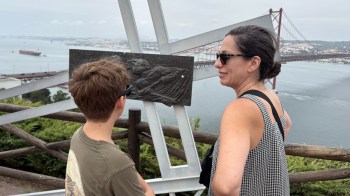 Deena Lang and her son, whose family photos were stolen for a Facebook scam