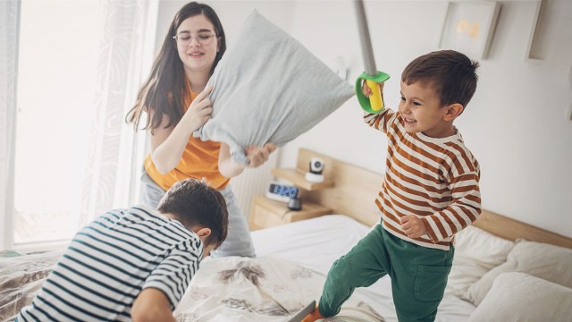 kids having a pillow fight after their parents leaned into FAFO parenting