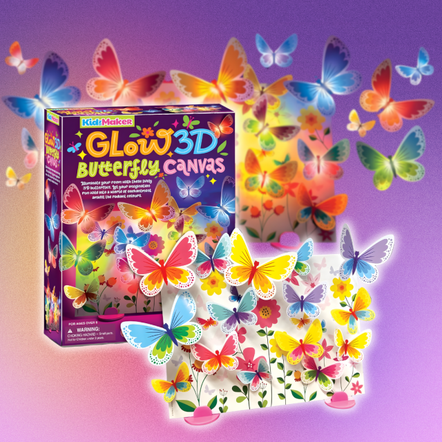 Gifts For Kids 4M KidzMaker 3D Glow Butterfly Canvas