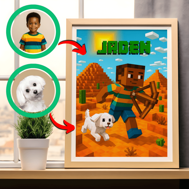 Gifts For Kids Custom Pixelated Block Portrait