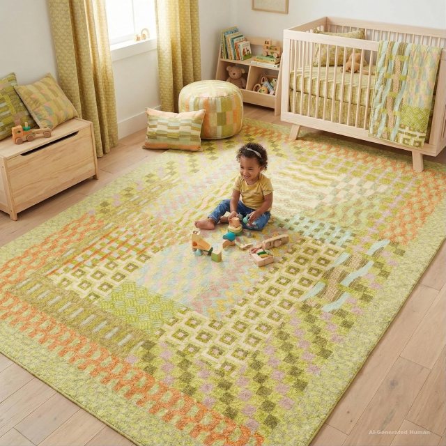 Kids Rugs Sage Check