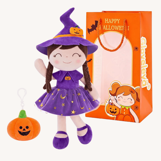 Boo Basket Gloveleya Halloween Baby Doll Baby Girl Gifts Cloth Dolls Kids Plush Toys Witch Dolls Purple 16 inches