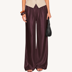 Fall wardrobe staples Amazon purple silky pants